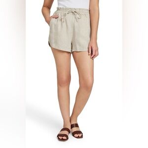 NWT Faherty Linen Drawstring Short Tan Flax High Waist Women’s XL